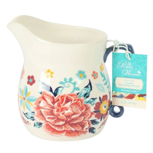 Pioneer Woman Keepsake Floral Ceramic Measuring Pitcher 4-Qt Vintage Vibes Gift - Picture 2 of 5